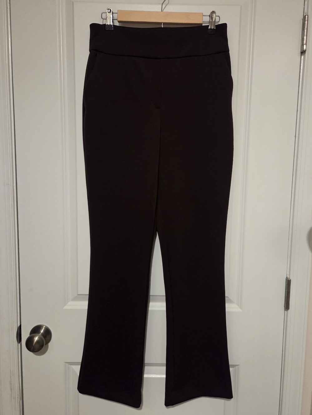 Express High Rise Boot Supersoft Double Knit Pull On Dress Pant Brown Medium